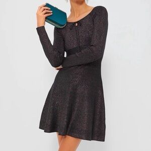 TUCKERNUCK Hyacinth House‎ Black Metallic Selena Knit Mini Dress NWT Size XS